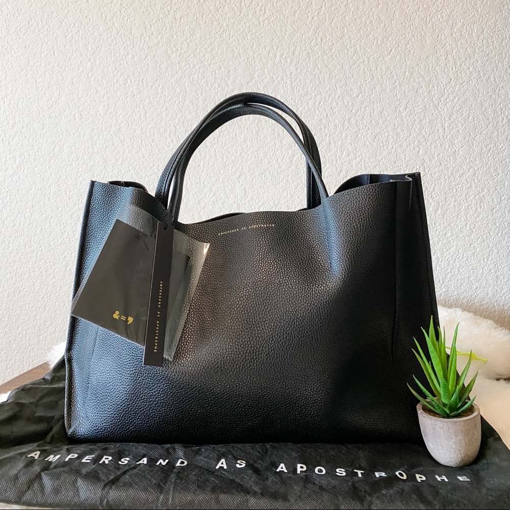 Ampersand As Apostrophe Sideways Tote Black Lux